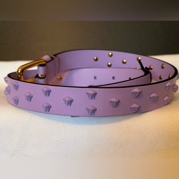 Versace Medusa Studded lilac leather belt NEW (AUTHENTIC) - Picture 8 of 16